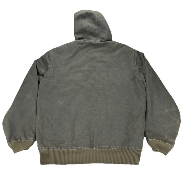 Vintage Carhartt Hooded Jacket Quilt Lined Size XL Army Green Y2K Work Grunge - Picture 3 of 12